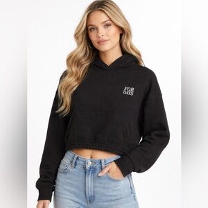 For Days Organic Black Cropped Hoodie